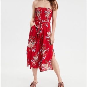 Red floral jumpsuit